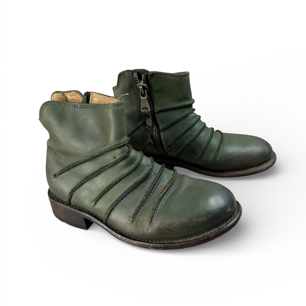 John Fluevog Beauvoir Side Zip Ankle Boots In Green Women's Size‎ 6